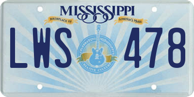 MS license plate LWS478