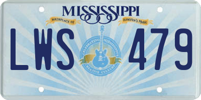 MS license plate LWS479