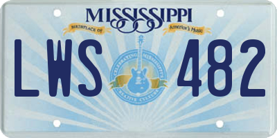 MS license plate LWS482