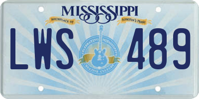MS license plate LWS489