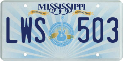 MS license plate LWS503