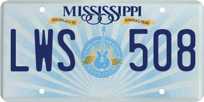 MS license plate LWS508