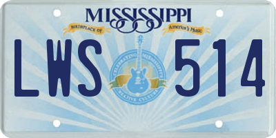 MS license plate LWS514