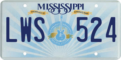MS license plate LWS524