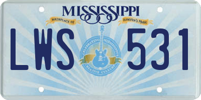 MS license plate LWS531