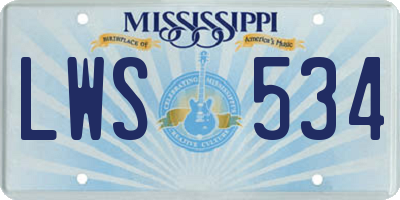 MS license plate LWS534