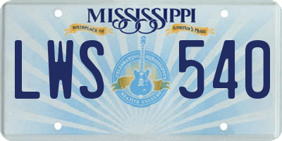 MS license plate LWS540
