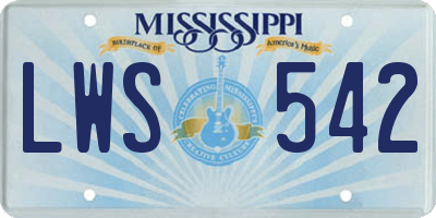 MS license plate LWS542