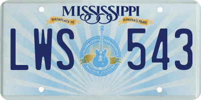 MS license plate LWS543