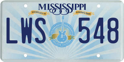 MS license plate LWS548