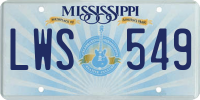 MS license plate LWS549