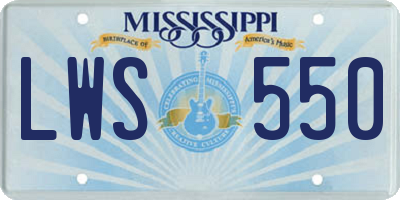 MS license plate LWS550