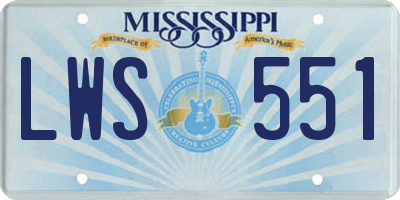 MS license plate LWS551