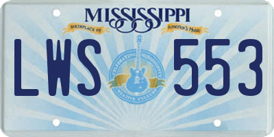 MS license plate LWS553