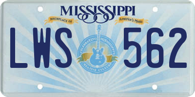 MS license plate LWS562