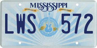 MS license plate LWS572
