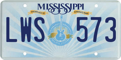 MS license plate LWS573