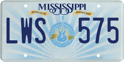 MS license plate LWS575