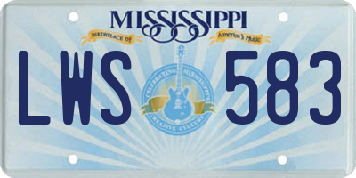 MS license plate LWS583