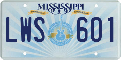 MS license plate LWS601