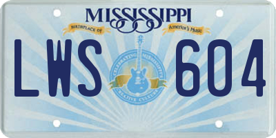 MS license plate LWS604