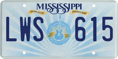 MS license plate LWS615