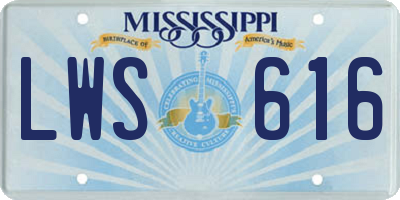 MS license plate LWS616