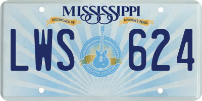 MS license plate LWS624
