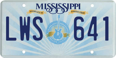 MS license plate LWS641