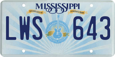 MS license plate LWS643