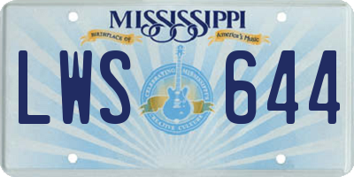 MS license plate LWS644