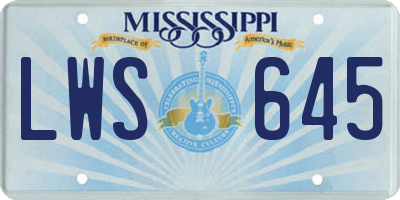 MS license plate LWS645