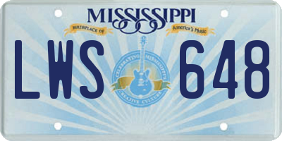 MS license plate LWS648