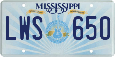 MS license plate LWS650