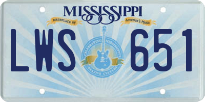MS license plate LWS651