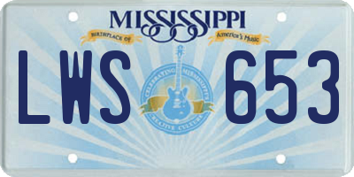 MS license plate LWS653