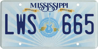 MS license plate LWS665