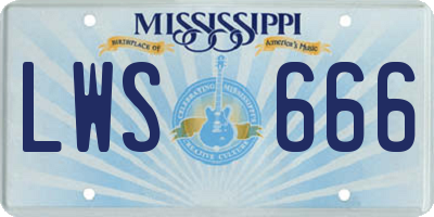 MS license plate LWS666