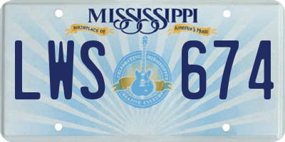 MS license plate LWS674