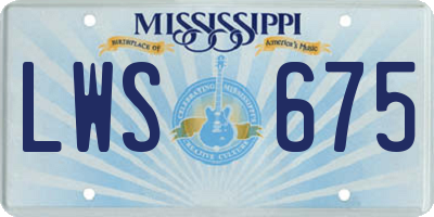 MS license plate LWS675