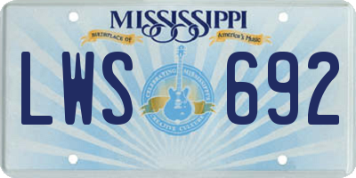 MS license plate LWS692