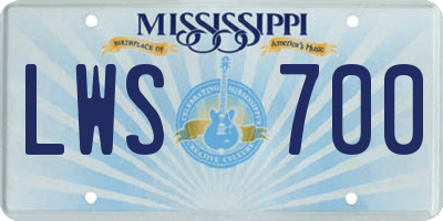 MS license plate LWS700