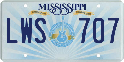 MS license plate LWS707