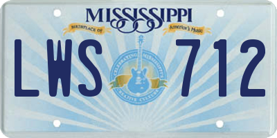MS license plate LWS712