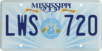 MS license plate LWS720