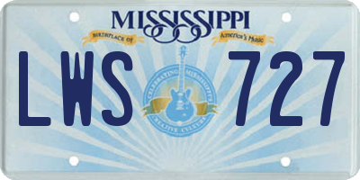 MS license plate LWS727