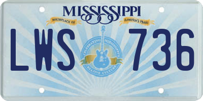 MS license plate LWS736