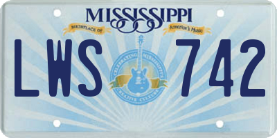 MS license plate LWS742