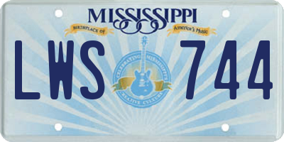 MS license plate LWS744