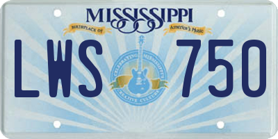 MS license plate LWS750